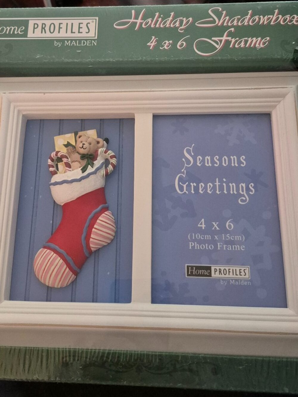 Home Profiles by Malden Christmas Holiday Shadowbox 4 x 6 Photo Frame NIB